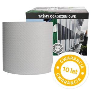 Taśma ogrodzeniowa Thermoplast® TECHNORATTAN 19cm x 26mb JASNO SZARA