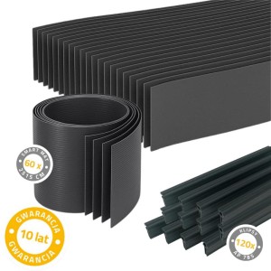 SET Taśma ogrodzeniowa Thermoplast® SMART MAT 19 cm , 60 pasów x 2,515 m   + 120 klipsów ANTRACYT